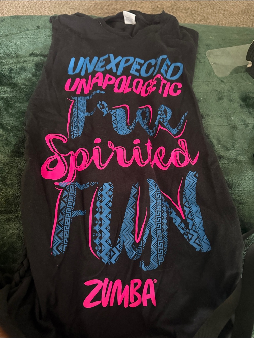 Zumba Fitness Women’s Black Tank Top — Pink & Blue Graphic